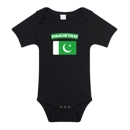 Pakistan present romper with flag black for babys