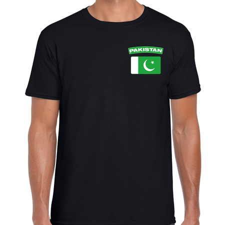 Pakistan t-shirt met vlag zwart op borst voor heren