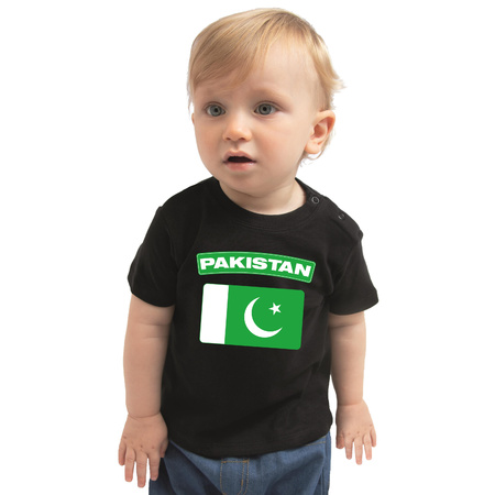 Pakistan t-shirt met vlag zwart voor babys