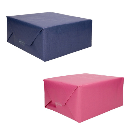 Package of 4x craft wrapping paper blue/pink 200 x 70 cm