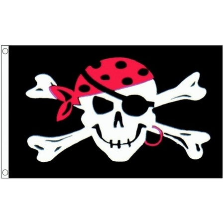 Piraten feest/verjaardag versiering set 1x vlaggenlijn en een piratenvlag 90 x 150 cm