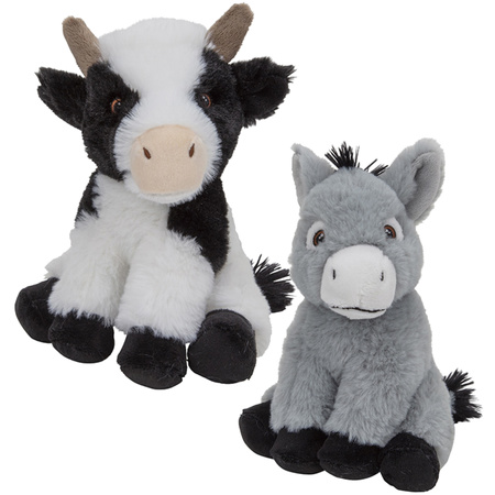 Plush farm soft toy animals Cow and Donkey 23 and 16 cm