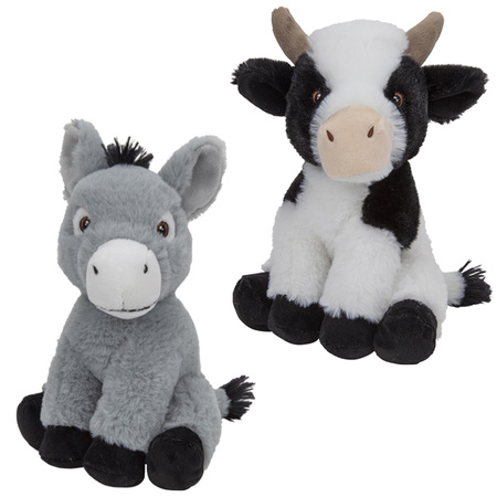 Plush soft toy farm animals Cow and Donkey 23 cm