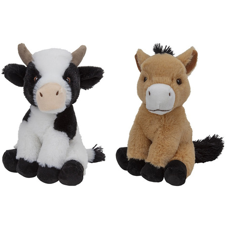 Plush soft toy farm animals Cow and Horse 23 cm