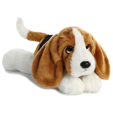 Honden speelgoed artikelen Basset hound hond knuffelbeest zwart/bruin/wit 30 cm