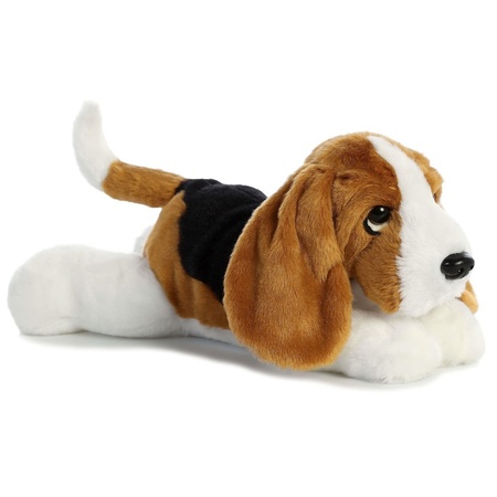 Honden speelgoed artikelen Basset hound hond knuffelbeest zwart/bruin/wit 30 cm