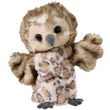 Plush brown owl hand puppet 31 cm cuddle toy