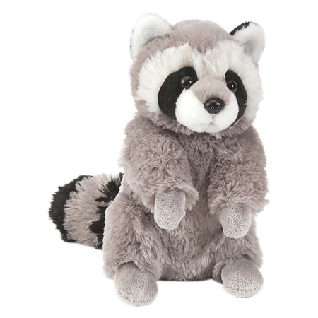 Plush grey raccoon cuddle toy 25 cm