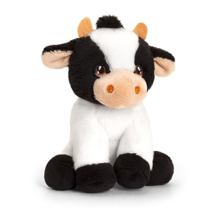 Pluche knuffels koe en lammetje boerderij vriendjes 12 cm