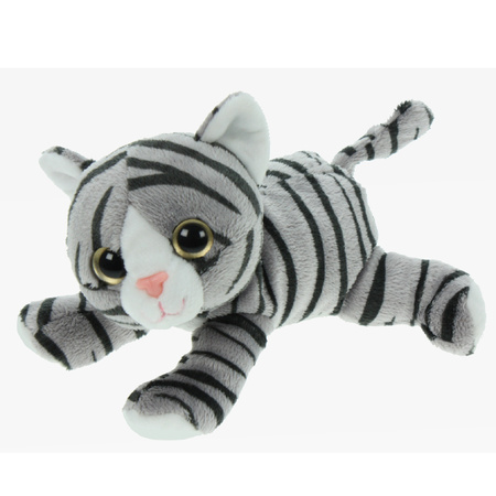 Soft toy animals cat black/grey 18 cm