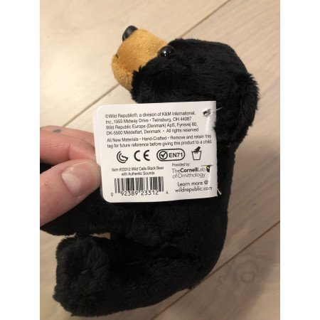Soft toy animals Black bear 20 cm with real sound