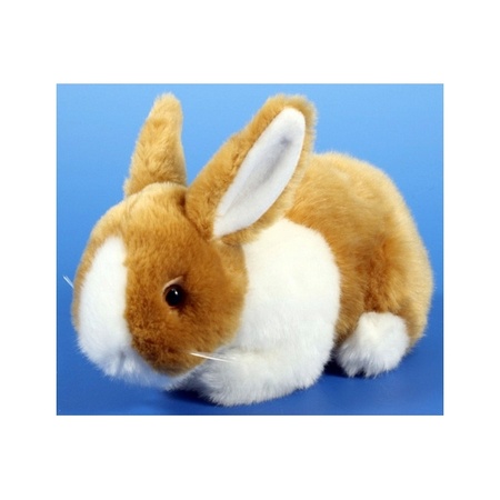 Pluche konijnen knuffel bruin/wit 20 cm