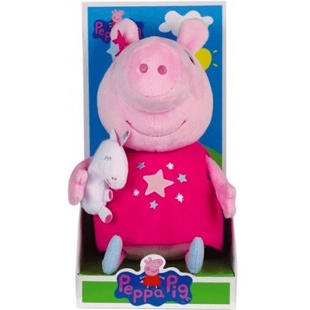 Peppa Pig speelgoed eenhoorn knuffelbeest roze 24 cm varkentje/biggetje
