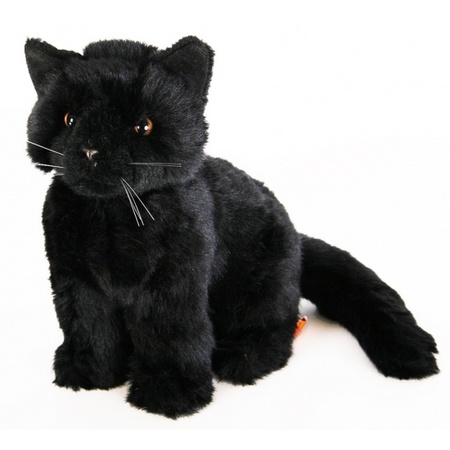 Plush black cat sitting