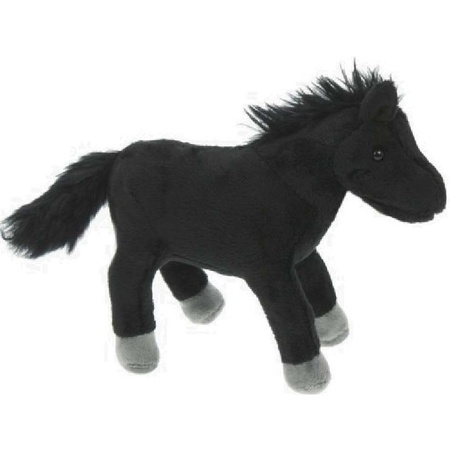 Plush black horse cuddle toy 25 cm