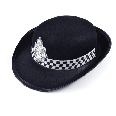 Carnival costume police officer set - cap/cap black - gun/badge/handcuffs set