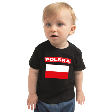 Polska present t-shirt with flag black for babys