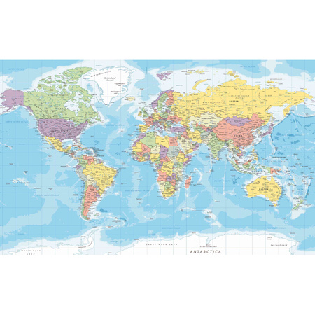 Poster wereldkaart met landen voor op kinderkamer / school 84 x 52 cm