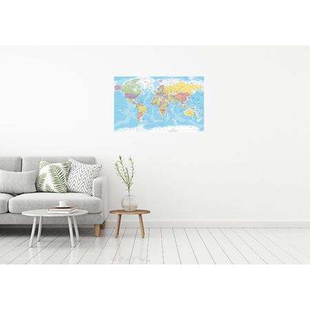 Poster wereldkaart met landen voor op kinderkamer / school 84 x 52 cm