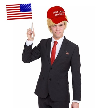 President dress up kit Donald Trump with hat and wig