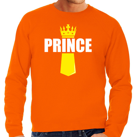 Prince met kroontje Koningsdag sweater / trui oranje voor heren