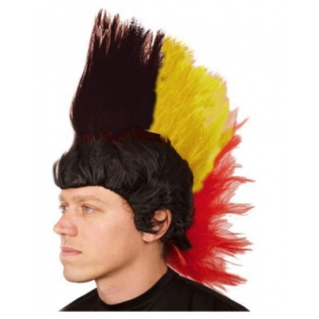 Wig with mohawk black red yellow
