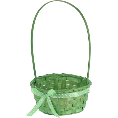 Wicker basket green with handle 39 cm