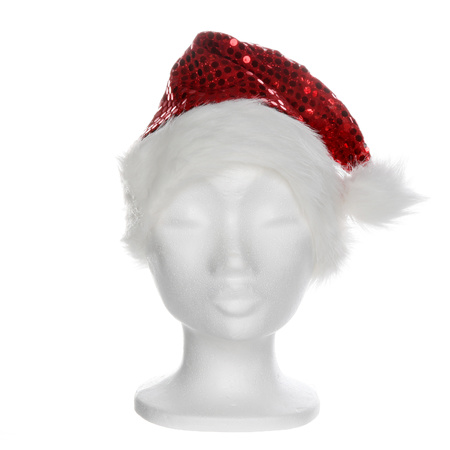 Red sequins christmas hats for adults 