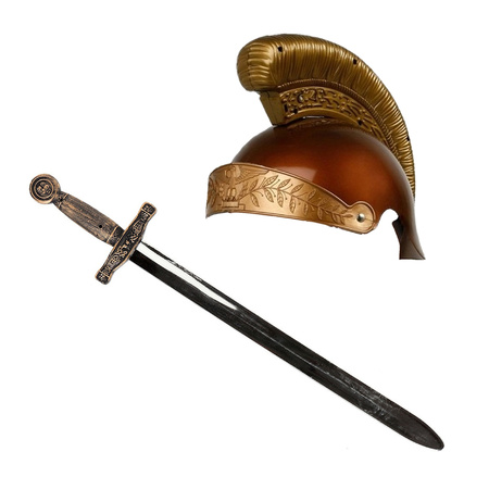 Romeinse carnaval verkleed ridderhelm met zwaard 63 cm voor heren