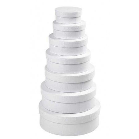Round white hobby or storage boxes set of carton in 4-sizes