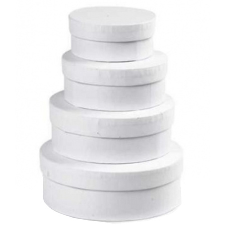 Round white hobby or storage boxes set of carton in 4-sizes