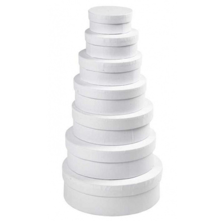Round white hobby or storage boxes set of carton in 7-sizes