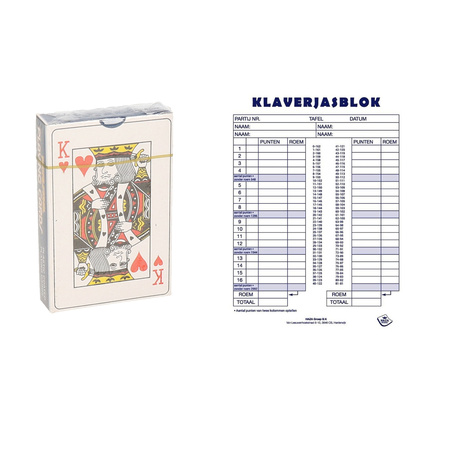 Score blocks card game Klaverjassen 50 sheets with 2 packets playing cards