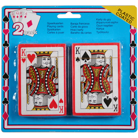 Set of 2x playing cards plastic coated