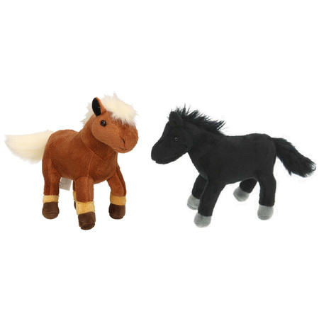Set of 2x soft toy animals horses 25 cm