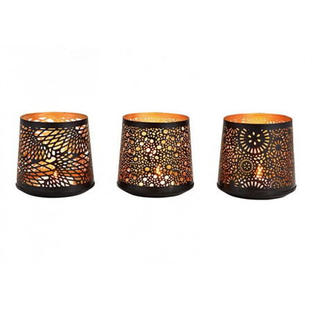 1x tealight/candle holders black/gold type 3