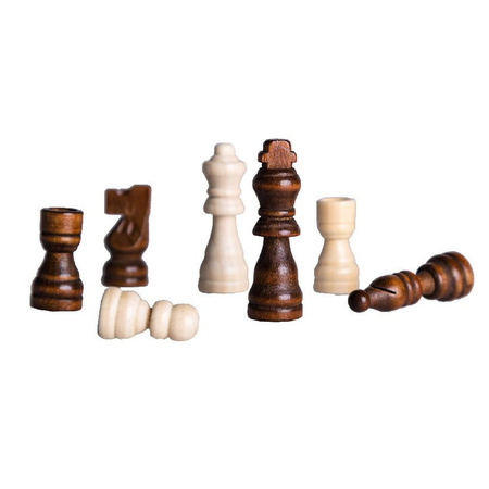 Set of 32x wooden chess pieces in box