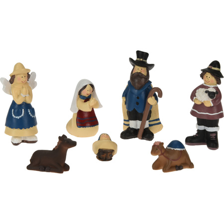 Nativity scene with 7x pcs figures - 42 x 19 x 30 cm - for kids