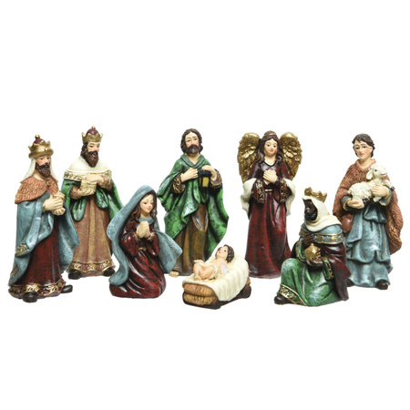 Set of 8x pcs nativity scene statues 6 x 3 x 12,5 cm