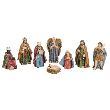 8x Polystone nativity scene statues