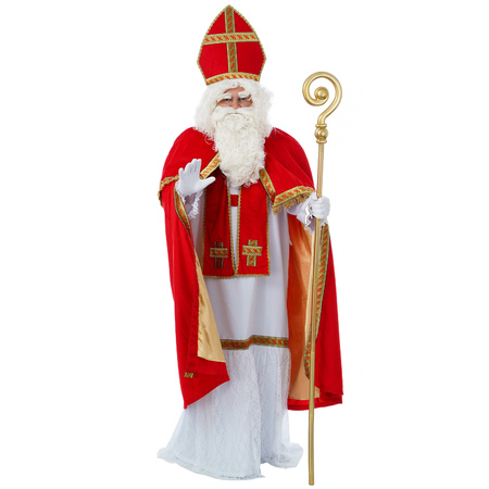 St. Nicholas costume with white wig and beard