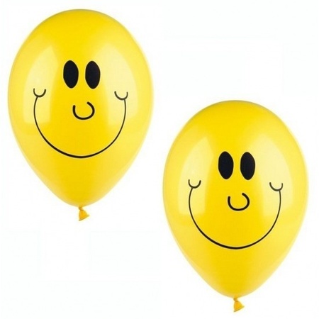 Smiley helium balonnen 40 stuks geel