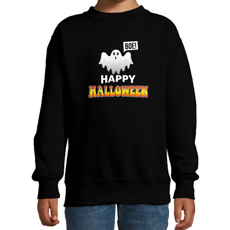 Happy halloween with ghost sweater black for kids