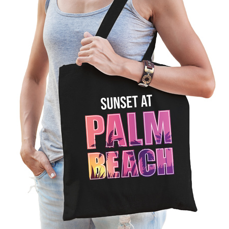 Sunset beach cadeau tasje Sunset at Palm Beach zwart voor dames