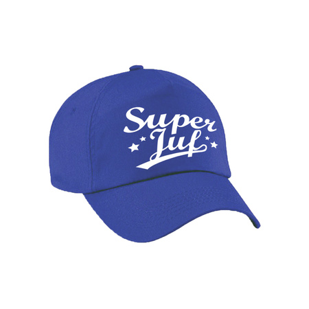 Super juf cadeau pet /cap blauw voor dames