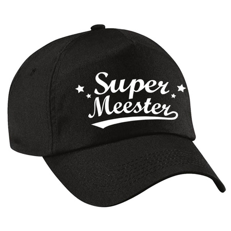 Super meester cadeau pet /cap zwart voor heren