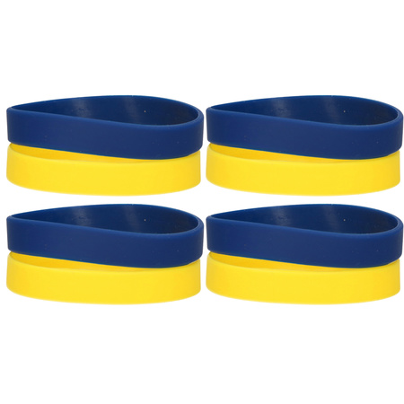 Supporters Zweden set van 8x polsbandjes blauw en geel