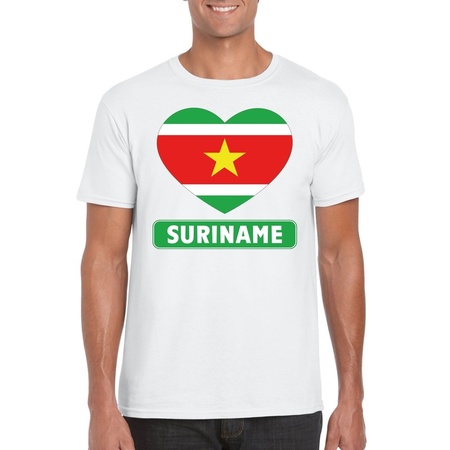 Suriname hart vlag t-shirt wit heren