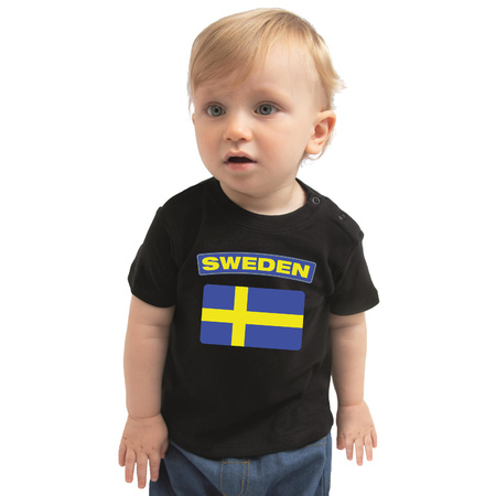 Sweden present t-shirt with flag black for babys