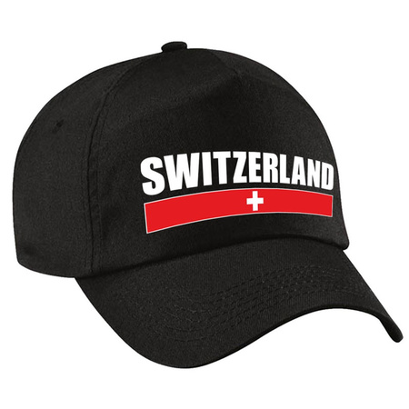 Switzerland supporter pet  / cap Zwitserland zwart kinderen